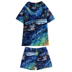 Spaceship Galaxy Parody Art Starry Night Kids  Swim T-shirt And Shorts Set by Sarkoni