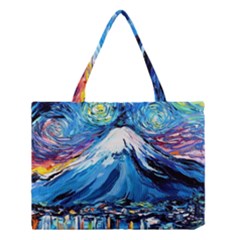 Mount Fuji Art Starry Night Van Gogh Medium Tote Bag by Sarkoni