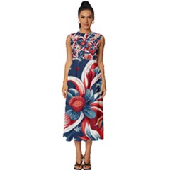America Pattern Sleeveless Round Neck Midi Dress by Valentinaart
