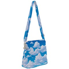 Sky Clouds Blue Cartoon Animated Zipper Messenger Bag