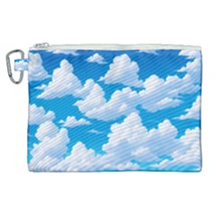 Sky Clouds Blue Cartoon Animated Canvas Cosmetic Bag (xl)