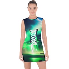 Lake Storm Neon Lace Up Front Bodycon Dress by Bangk1t