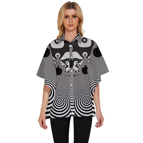 Pattern Illusion Fractal Mandelbrot Women s Batwing Button Up Shirt by Bangk1t