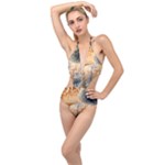 Garden Mushrooms Tree Flower Plunging Cut Out Swimsuit