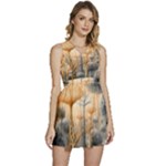 Garden Mushrooms Tree Flower Sleeveless High Waist Mini Dress