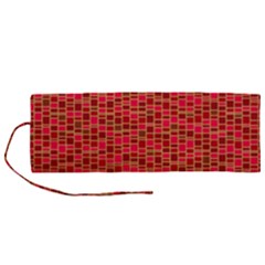 Geometry Background Red Rectangle Pattern Roll Up Canvas Pencil Holder (m)