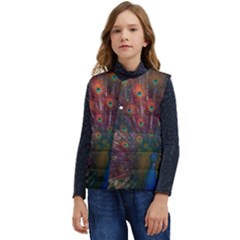 Peacock Feather Bird Kid s Button Up Puffer Vest	 by Bedest