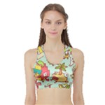 Summer Up Cute Doodle Sports Bra with Border