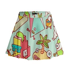 Summer Up Cute Doodle Mini Flare Skirt by Bedest
