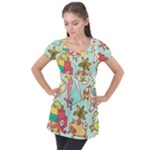 Summer Up Cute Doodle Puff Sleeve Tunic Top