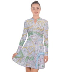 London City Map Long Sleeve Panel Dress by Bedest