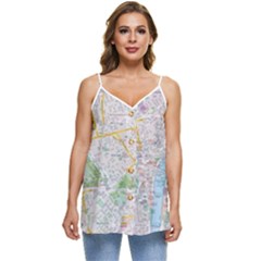 London City Map Casual Spaghetti Strap Chiffon Top by Bedest