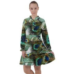 Peacock Feathers All Frills Chiffon Dress by Bedest