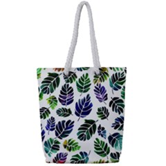 Leaves Watercolor Ornamental Decorative Design Full Print Rope Handle Tote (small) by Ravend