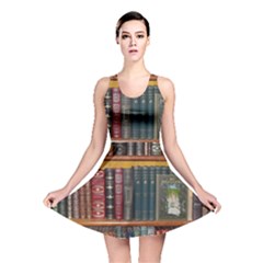 Books-library-bookshelf-bookshop Reversible Skater Dress by Ravend