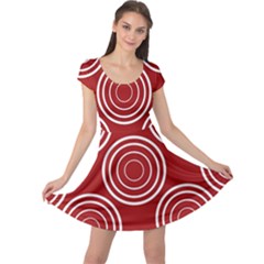 Background-red Cap Sleeve Dress by nateshop