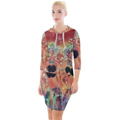Indonesia-lukisan-picture Quarter Sleeve Hood Bodycon Dress by nateshop
