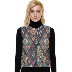 Flower Texture, Background, Colorful, Desenho, Women s Button Up Puffer Vest