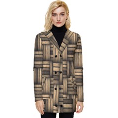 Brown Weaving Texture, Macro, Brown Wickerwork Button Up Hooded Coat  by nateshop