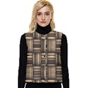 Brown Weaving Texture, Macro, Brown Wickerwork Women s Button Up Puffer Vest View1