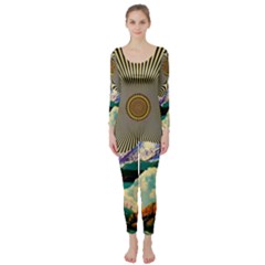 Surreal Art Psychadelic Mountain Long Sleeve Catsuit by Ndabl3x