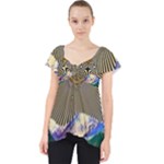 Surreal Art Psychadelic Mountain Lace Front Dolly Top