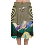 Surreal Art Psychadelic Mountain Velvet Flared Midi Skirt
