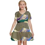 Surreal Art Psychadelic Mountain Kids  Short Sleeve Tiered Mini Dress