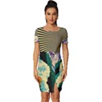 Surreal Art Psychadelic Mountain Fitted Knot Split End Bodycon Dress