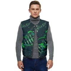 Green And Black Abstract Digital Art Men s Button Up Puffer Vest	 by Bedest