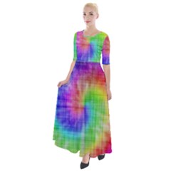 Watercolor-batik Half Sleeves Maxi Dress by nateshop