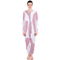 Cow Print, Pink, Design, Pattern, Animal, Baby Pink, Simple, Onepiece Jumpsuit (ladies) by nateshop