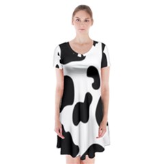 Black And White Cow Print,wallpaper Short Sleeve V-neck Flare Dress by nateshop