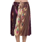 Peacock Dream, Fantasy, Flower, Girly, Peacocks, Pretty Velvet Flared Midi Skirt