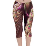 Peacock Dream, Fantasy, Flower, Girly, Peacocks, Pretty Velvet Capri Leggings 