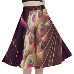 Peacock Dream, Fantasy, Flower, Girly, Peacocks, Pretty A-line Full Circle Midi Skirt With Pocket by nateshop