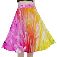 Abstract, Amoled, Back, Flower, Green Love, Orange, Pink, A-line Full Circle Midi Skirt With Pocket by nateshop
