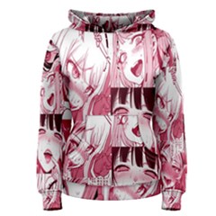 Ahegao Pink, Anime, Girl, Girlface, Girls, Pattern, White, Hd Women s Pullover Hoodie by nateshop