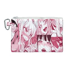 Ahegao Pink, Anime, Girl, Girlface, Girls, Pattern, White, Hd Canvas Cosmetic Bag (large)