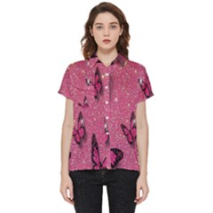 Butterfly, Girl, Pink, Wallpaper Short Sleeve Pocket Shirt by nateshop