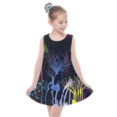 Art Design Graphic Neon Tree Artwork Kids  Summer Dress by Bedest