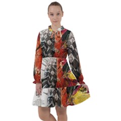 Left And Right Brain Illustration Splitting Abstract Anatomy All Frills Chiffon Dress by Bedest