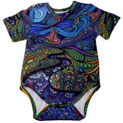Multicolored Abstract Painting Artwork Psychedelic Colorful Baby Short Sleeve Bodysuit by Bedest