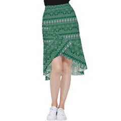 Christmas Knit Digital Frill Hi Low Chiffon Skirt