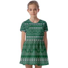 Christmas Knit Digital Kids  Short Sleeve Pinafore Style Dress