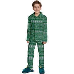 Christmas Knit Digital Kids  Long Sleeve Velvet Pajamas Set