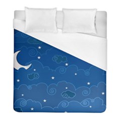 Sky Night Moon Clouds Crescent Duvet Cover (full/ Double Size) by Proyonanggan
