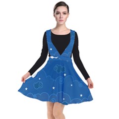 Sky Night Moon Clouds Crescent Plunge Pinafore Dress by Proyonanggan