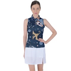 Space Theme Art Pattern Design Wallpaper Women s Sleeveless Polo T-shirt by Proyonanggan