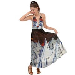 Abstract Painting Cold Temperature Snow Nature Backless Maxi Beach Dress by Grandong